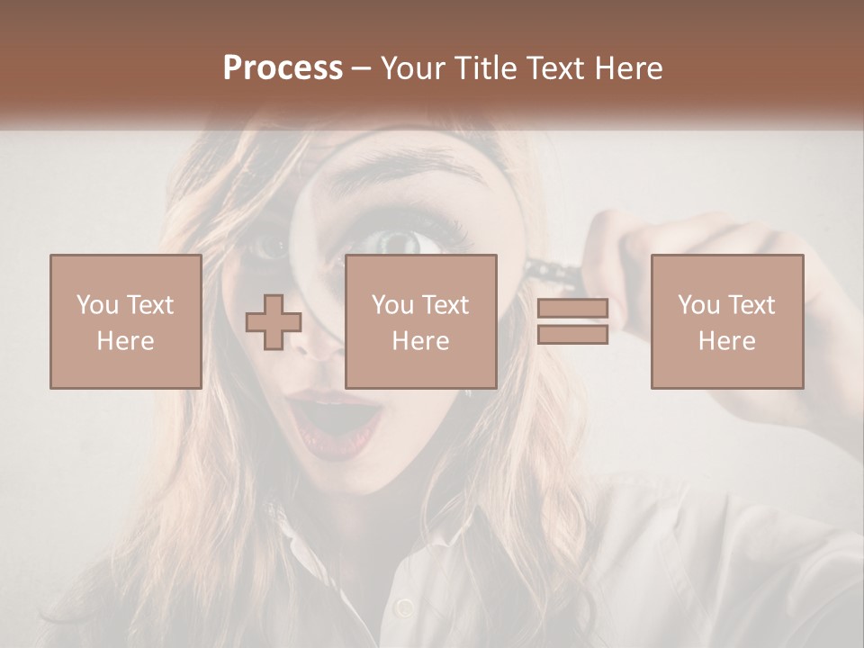 A Woman Looking Through A Magnifying Glass PowerPoint Template