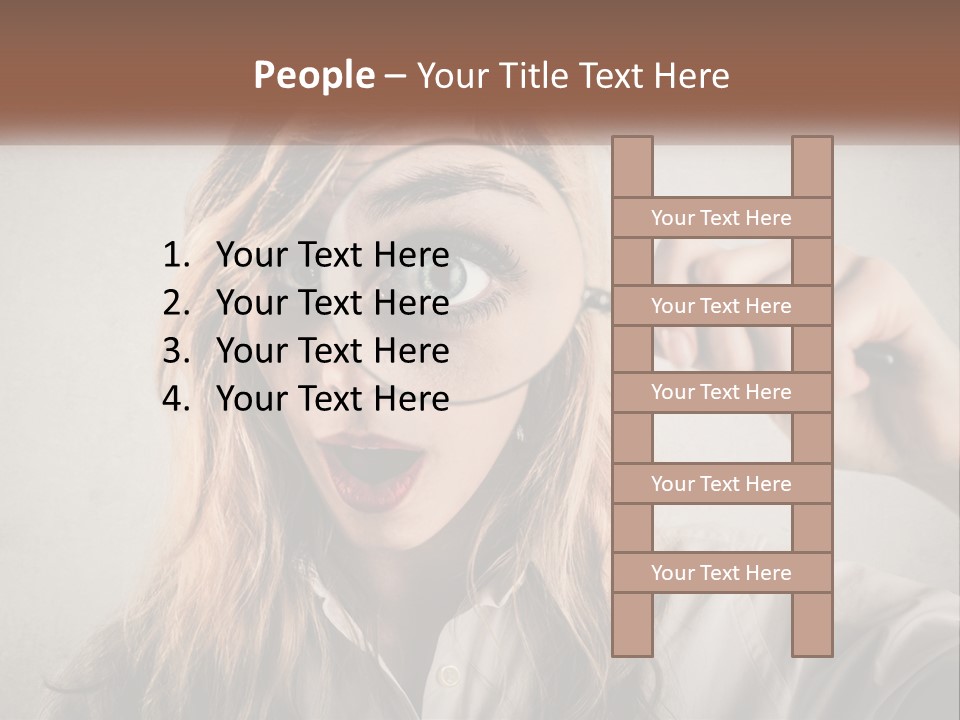 A Woman Looking Through A Magnifying Glass PowerPoint Template