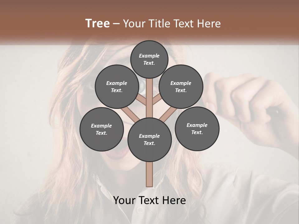 A Woman Looking Through A Magnifying Glass PowerPoint Template