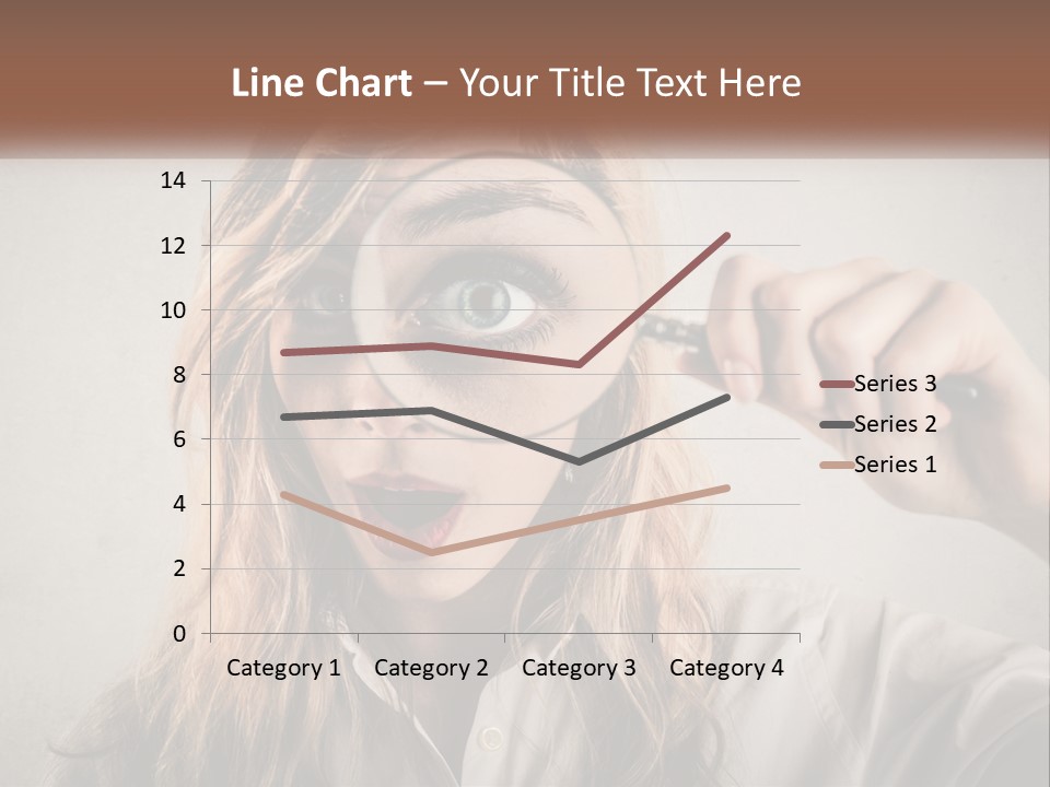 A Woman Looking Through A Magnifying Glass PowerPoint Template