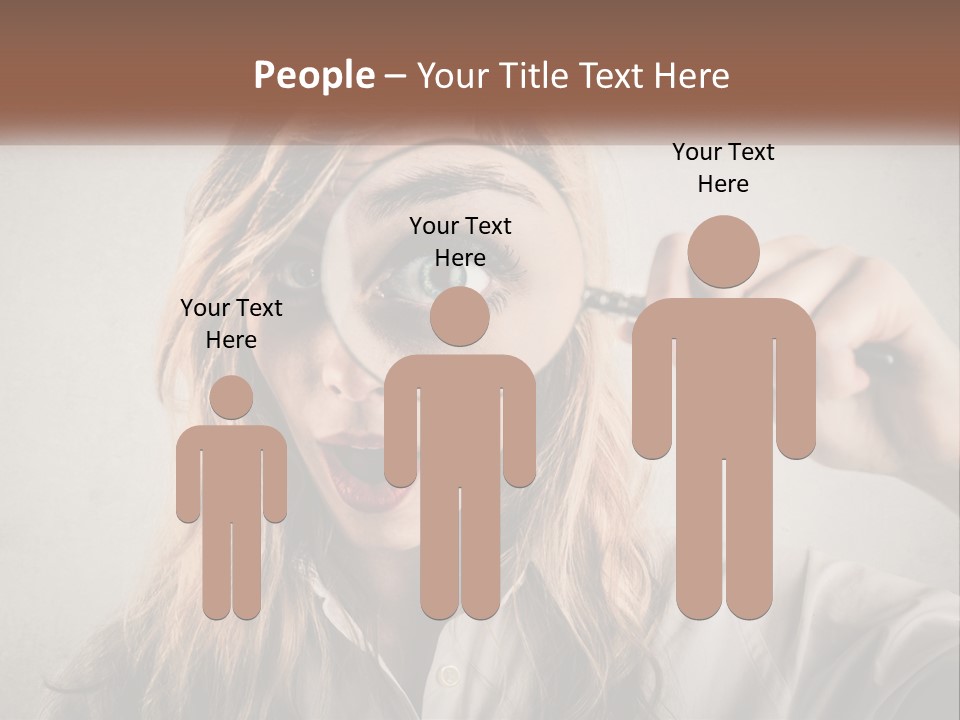 A Woman Looking Through A Magnifying Glass PowerPoint Template
