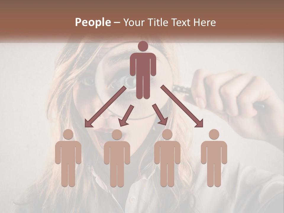 A Woman Looking Through A Magnifying Glass PowerPoint Template