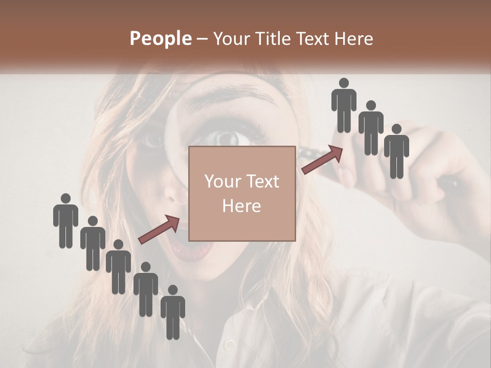 A Woman Looking Through A Magnifying Glass PowerPoint Template