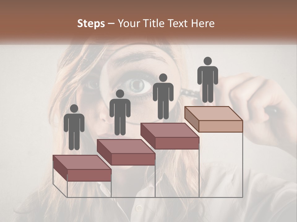 A Woman Looking Through A Magnifying Glass PowerPoint Template