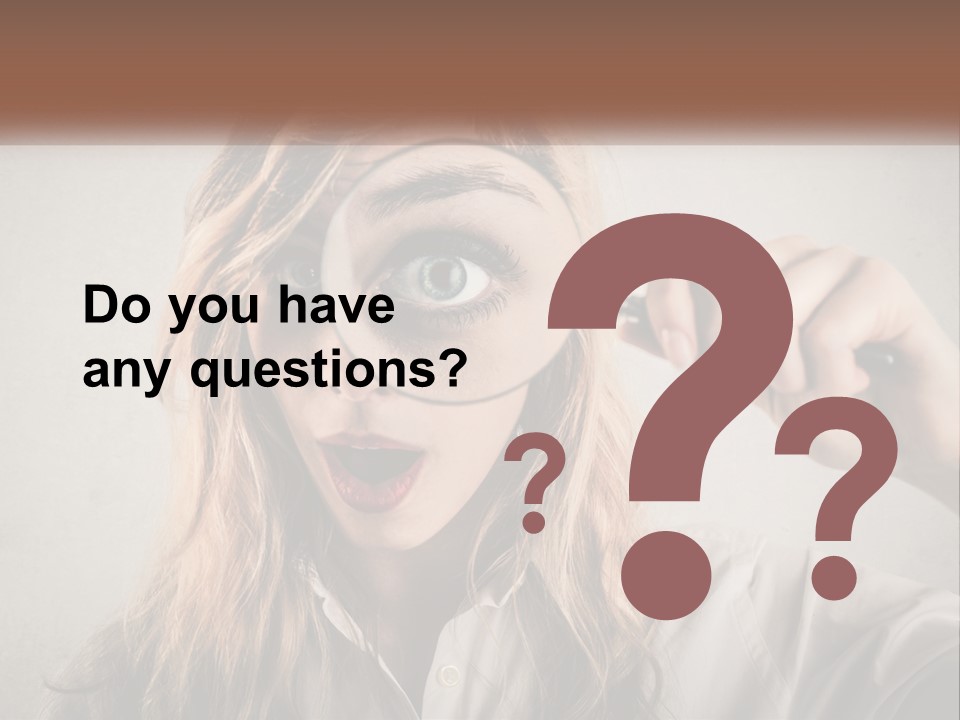 A Woman Looking Through A Magnifying Glass PowerPoint Template