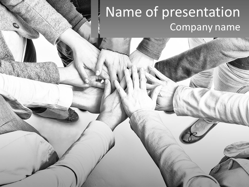 A Group Of People Putting Their Hands Together PowerPoint Template