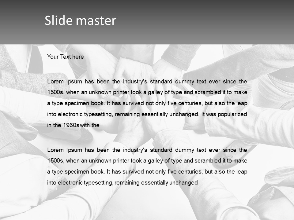 A Group Of People Putting Their Hands Together PowerPoint Template