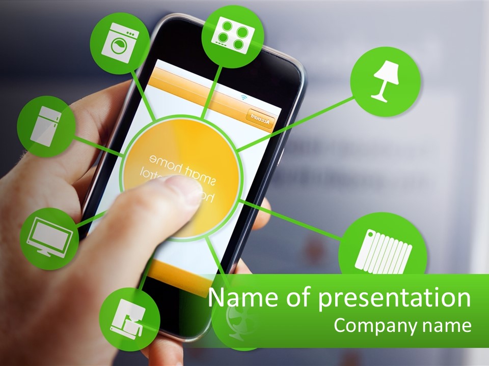 A Person Holding A Smart Phone With Icons Surrounding It PowerPoint Template