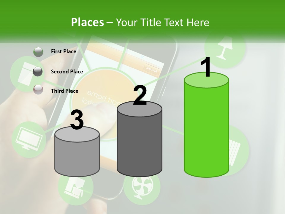 A Person Holding A Smart Phone With Icons Surrounding It PowerPoint Template