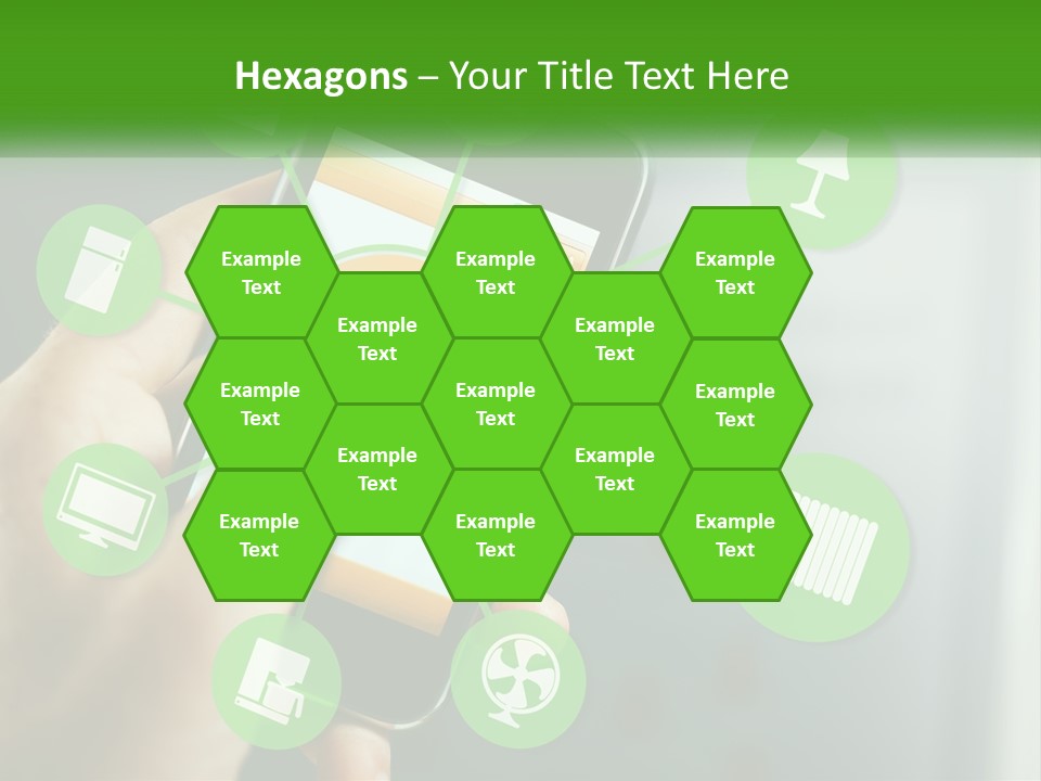 A Person Holding A Smart Phone With Icons Surrounding It PowerPoint Template