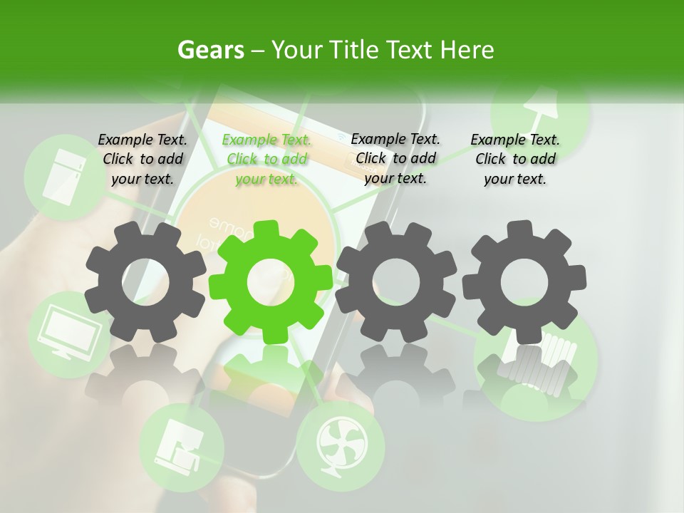 A Person Holding A Smart Phone With Icons Surrounding It PowerPoint Template