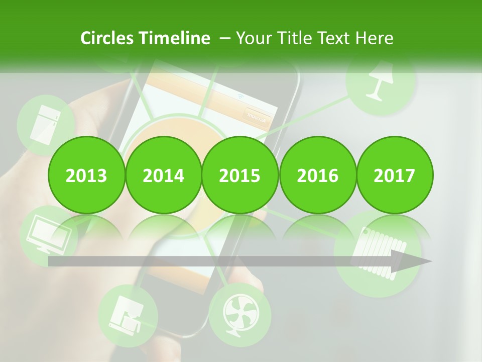 A Person Holding A Smart Phone With Icons Surrounding It PowerPoint Template