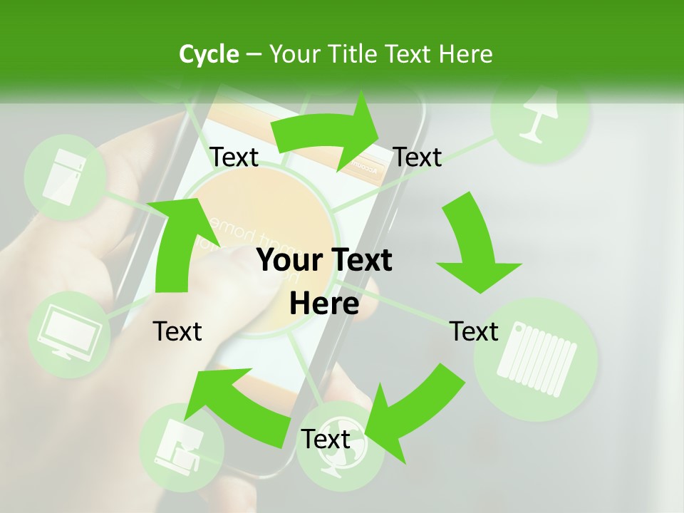 A Person Holding A Smart Phone With Icons Surrounding It PowerPoint Template