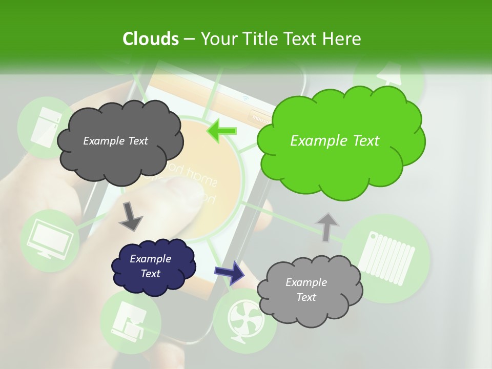 A Person Holding A Smart Phone With Icons Surrounding It PowerPoint Template