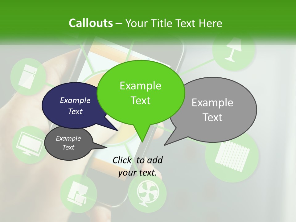 A Person Holding A Smart Phone With Icons Surrounding It PowerPoint Template