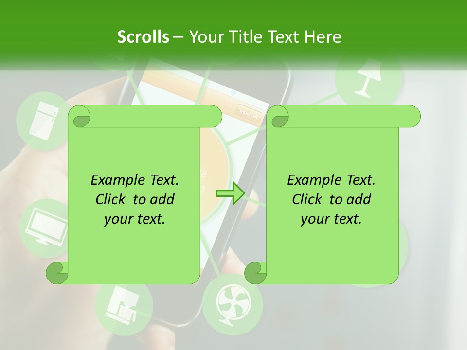 A Person Holding A Smart Phone With Icons Surrounding It PowerPoint Template