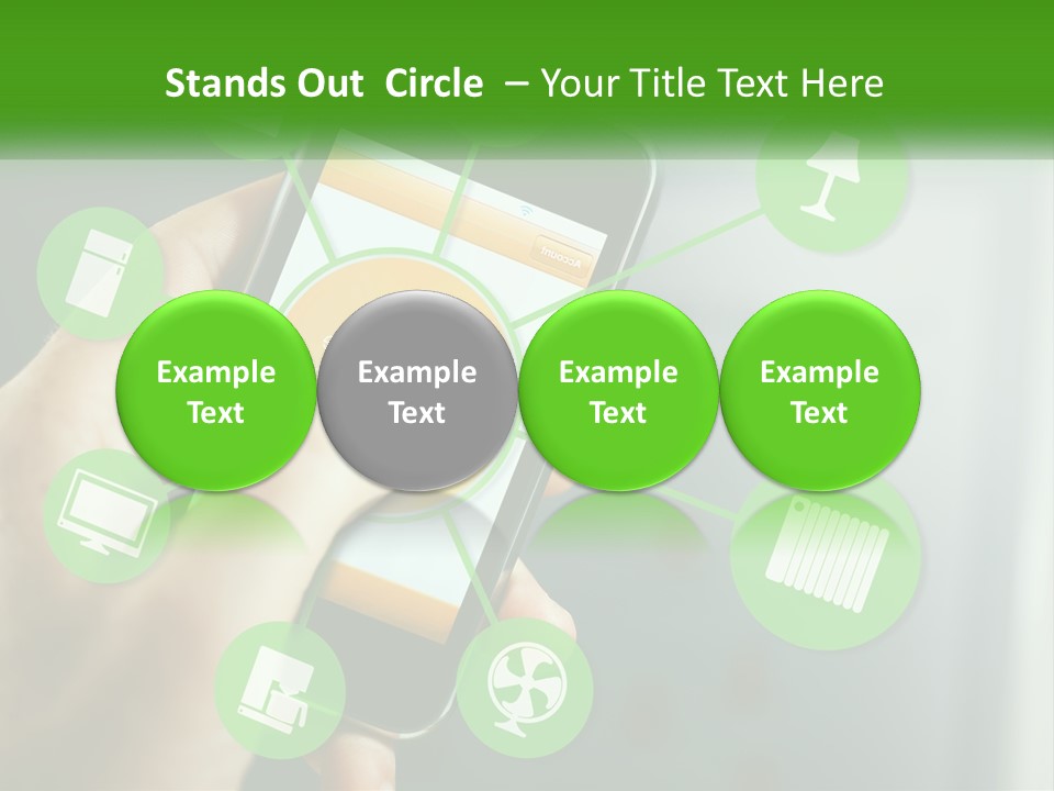 A Person Holding A Smart Phone With Icons Surrounding It PowerPoint Template