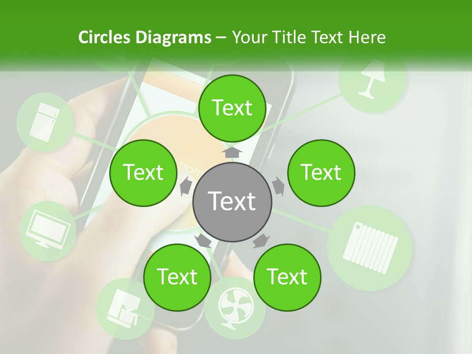 A Person Holding A Smart Phone With Icons Surrounding It PowerPoint Template