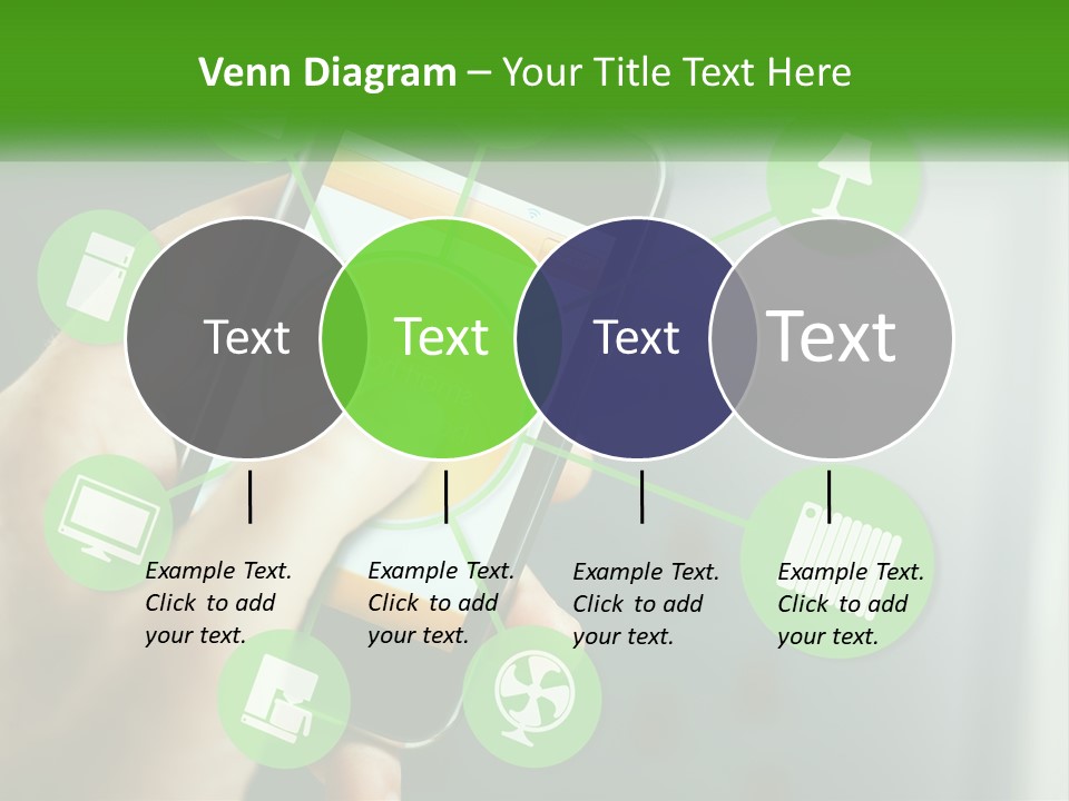 A Person Holding A Smart Phone With Icons Surrounding It PowerPoint Template