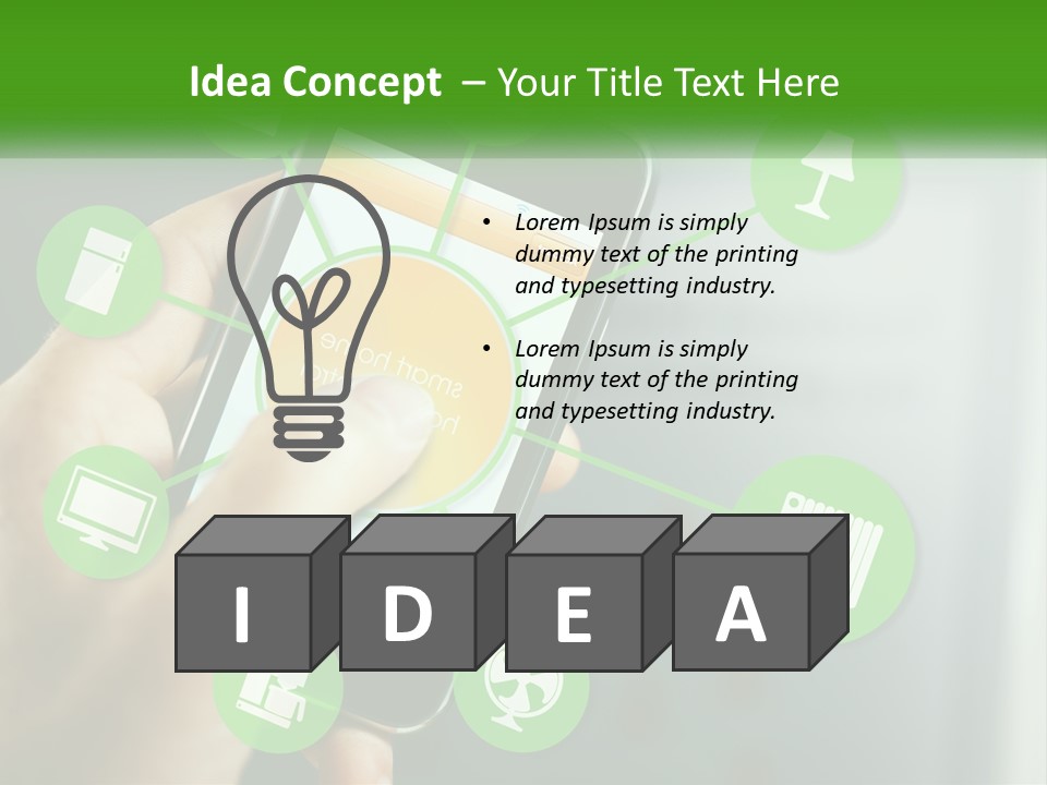 A Person Holding A Smart Phone With Icons Surrounding It PowerPoint Template