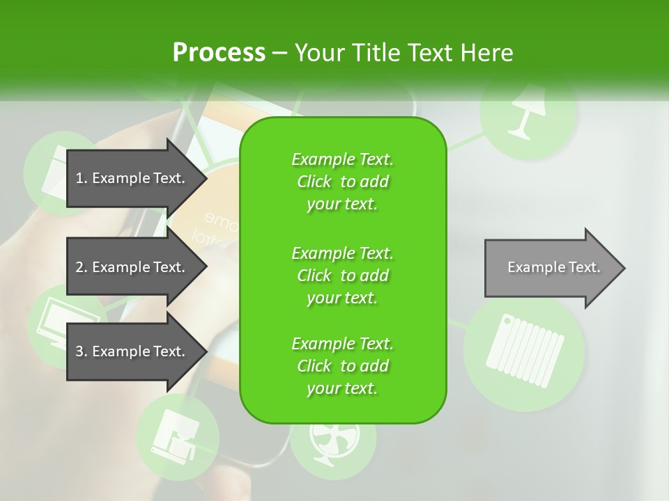 A Person Holding A Smart Phone With Icons Surrounding It PowerPoint Template