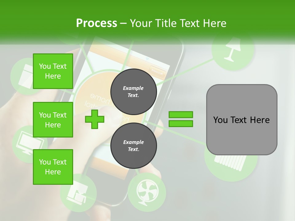 A Person Holding A Smart Phone With Icons Surrounding It PowerPoint Template