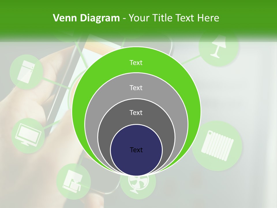 A Person Holding A Smart Phone With Icons Surrounding It PowerPoint Template