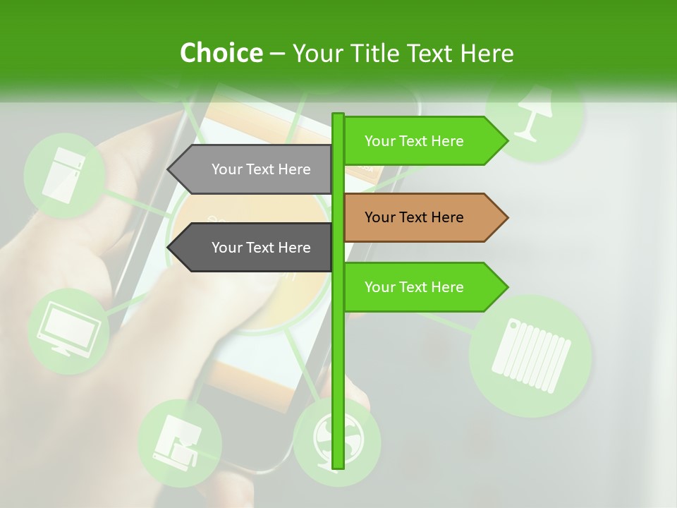 A Person Holding A Smart Phone With Icons Surrounding It PowerPoint Template
