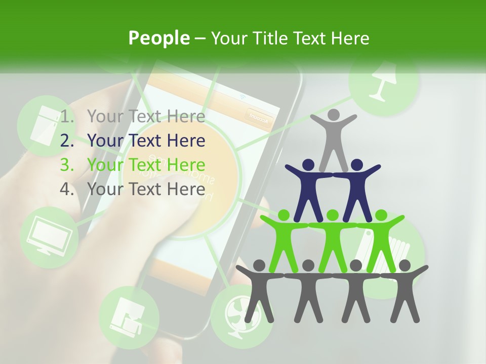 A Person Holding A Smart Phone With Icons Surrounding It PowerPoint Template