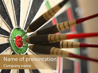 A Dart Hitting In The Center Of A Dartboard PowerPoint Template