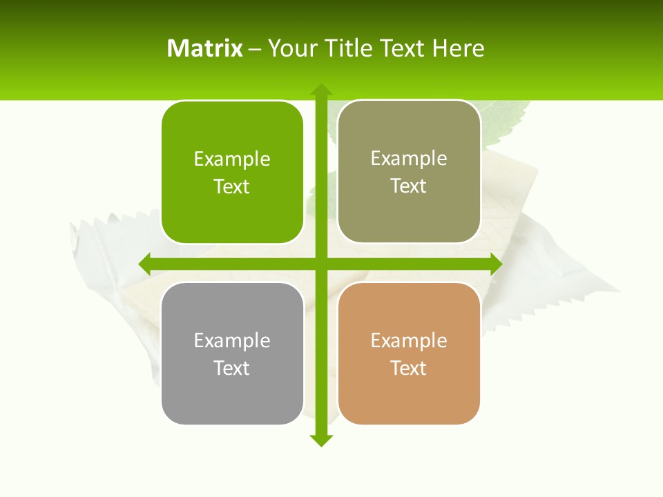 A Piece Of Cheese With A Green Leaf On Top Of It PowerPoint Template