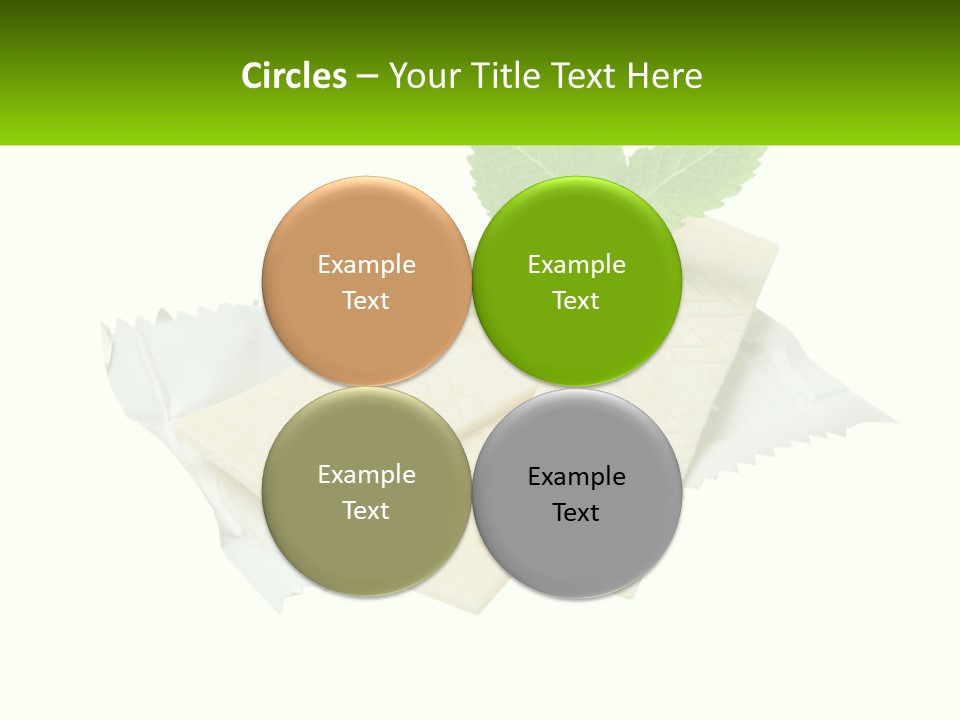 A Piece Of Cheese With A Green Leaf On Top Of It PowerPoint Template