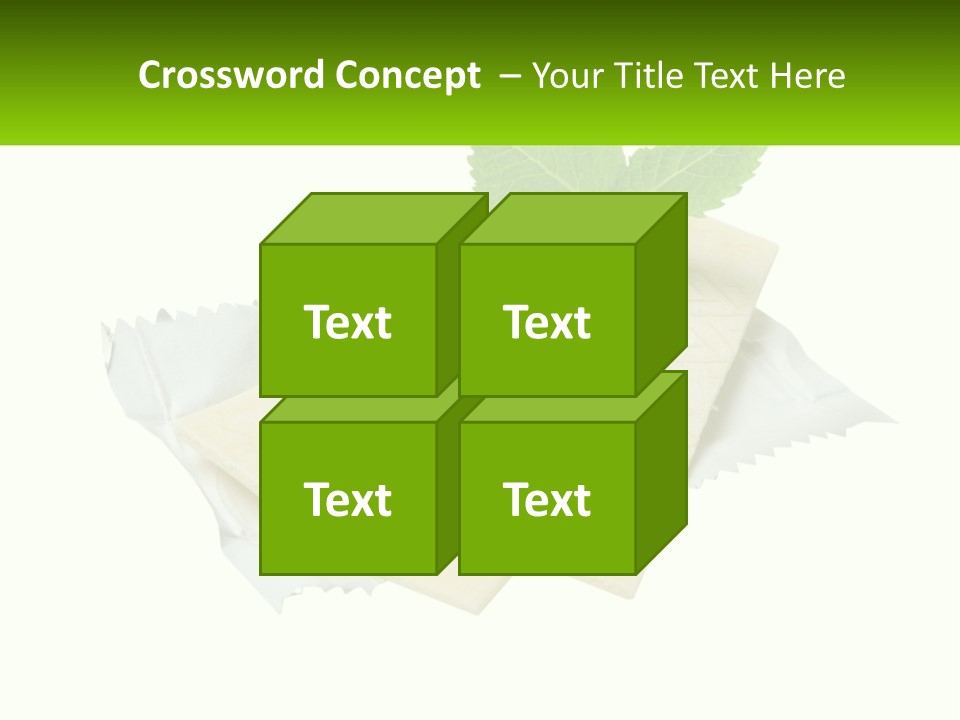 A Piece Of Cheese With A Green Leaf On Top Of It PowerPoint Template