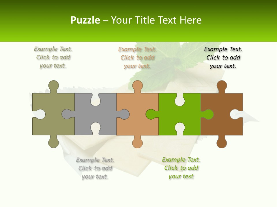 A Piece Of Cheese With A Green Leaf On Top Of It PowerPoint Template