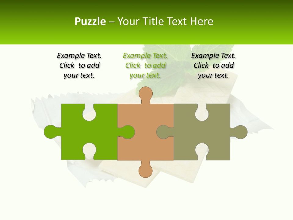 A Piece Of Cheese With A Green Leaf On Top Of It PowerPoint Template