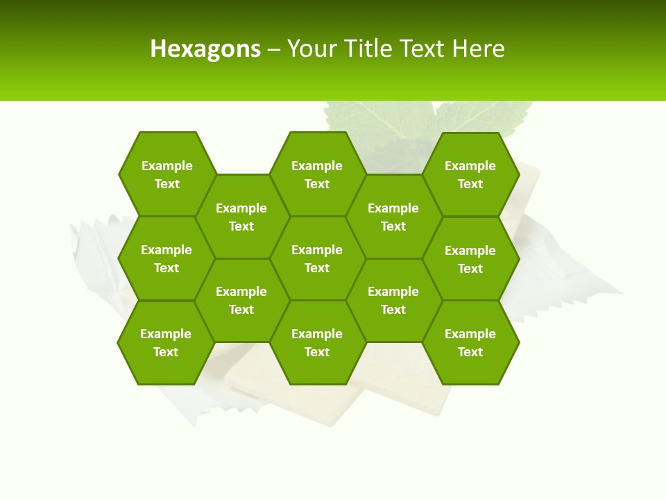 A Piece Of Cheese With A Green Leaf On Top Of It PowerPoint Template