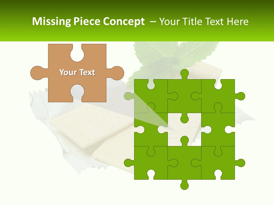 A Piece Of Cheese With A Green Leaf On Top Of It PowerPoint Template