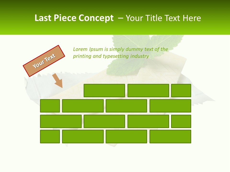 A Piece Of Cheese With A Green Leaf On Top Of It PowerPoint Template