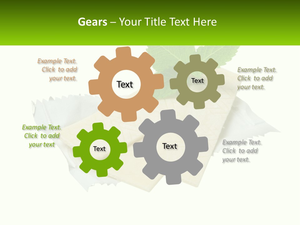 A Piece Of Cheese With A Green Leaf On Top Of It PowerPoint Template