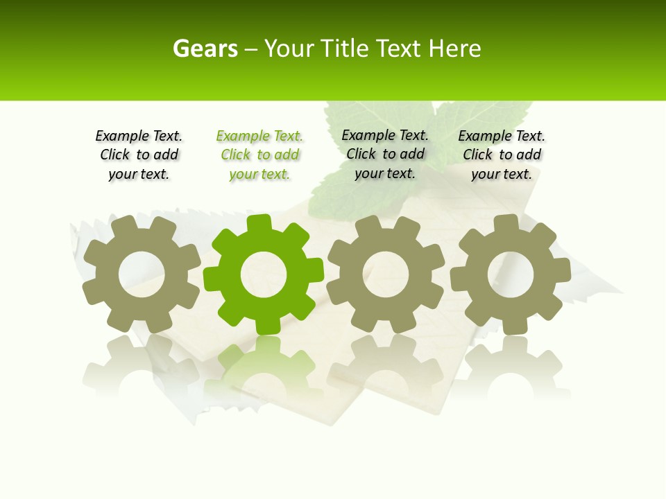 A Piece Of Cheese With A Green Leaf On Top Of It PowerPoint Template