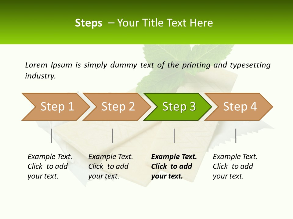 A Piece Of Cheese With A Green Leaf On Top Of It PowerPoint Template