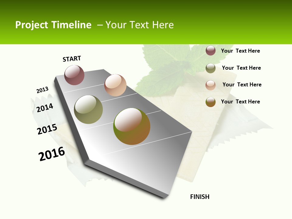 A Piece Of Cheese With A Green Leaf On Top Of It PowerPoint Template