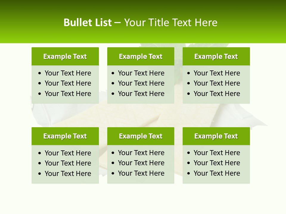 A Piece Of Cheese With A Green Leaf On Top Of It PowerPoint Template