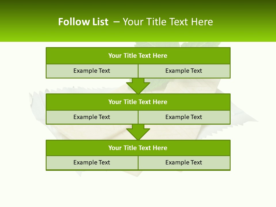 A Piece Of Cheese With A Green Leaf On Top Of It PowerPoint Template