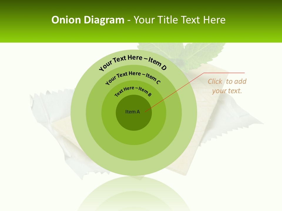 A Piece Of Cheese With A Green Leaf On Top Of It PowerPoint Template