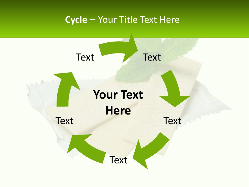 A Piece Of Cheese With A Green Leaf On Top Of It PowerPoint Template
