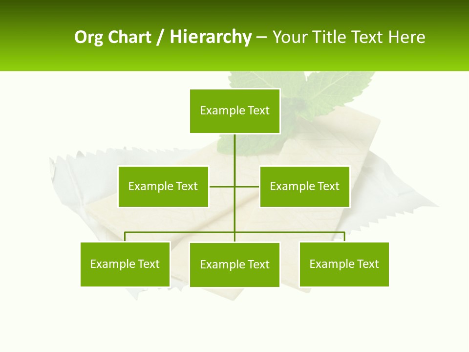 A Piece Of Cheese With A Green Leaf On Top Of It PowerPoint Template