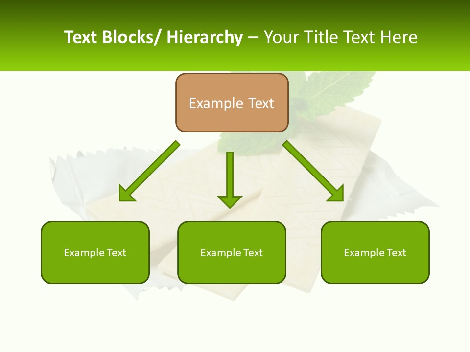 A Piece Of Cheese With A Green Leaf On Top Of It PowerPoint Template