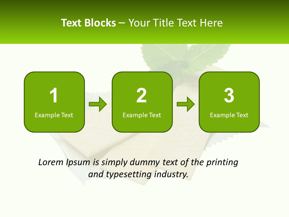 A Piece Of Cheese With A Green Leaf On Top Of It PowerPoint Template