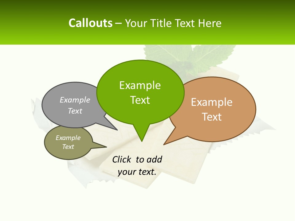 A Piece Of Cheese With A Green Leaf On Top Of It PowerPoint Template